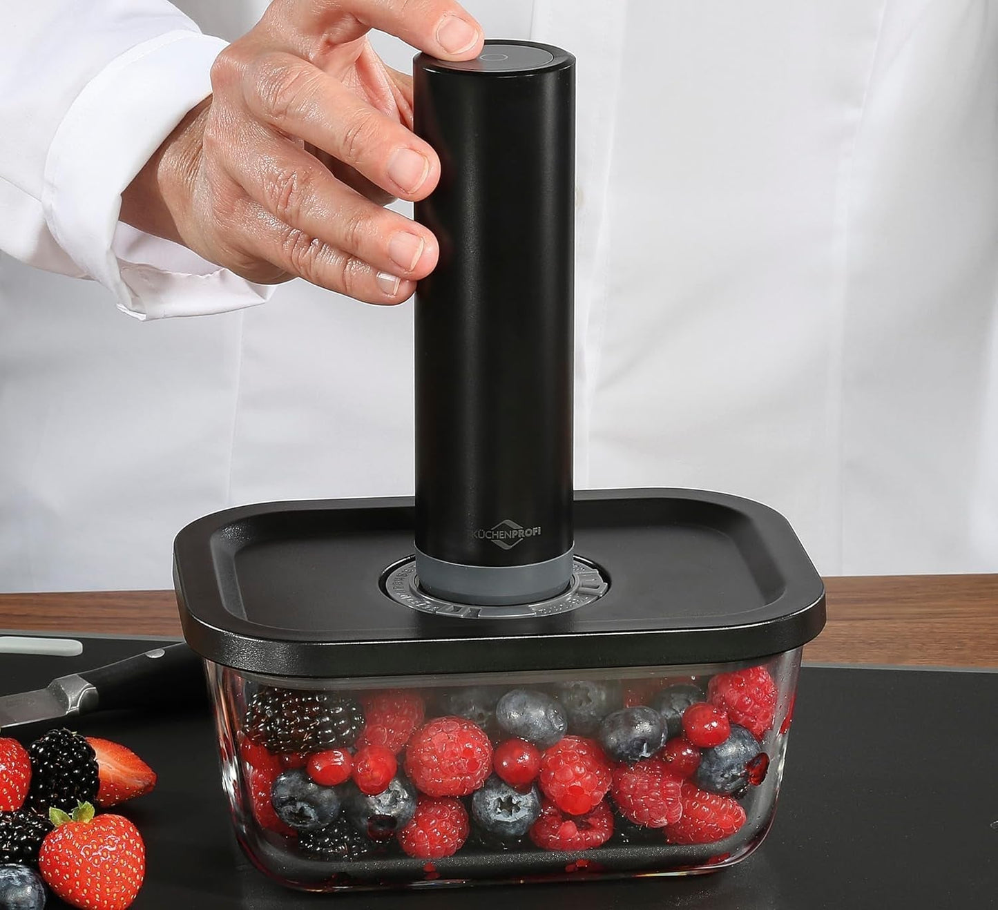 Ensemble sous vide Küchenprofi EASYFRESH | Ensemble de 7 pièces | 1x pompe à vide électrique, 1x pot sous vide S, M et L, 3x sacs sous vide 22x21 cm | verre borosilicaté, plastique de haute qualité | préparation et conservation Boîtes de conservation alimentaire Naty Shop