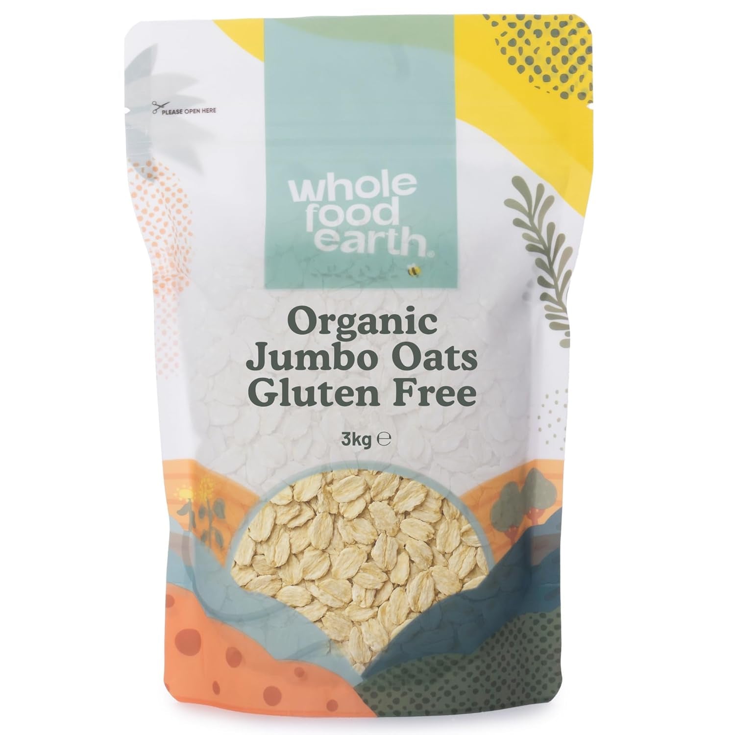 Gruau géant biologique Wholefood Earth, sans gluten – 3 kg | Sans OGM | Végétalien | Riche en fibres | Certifié biologique