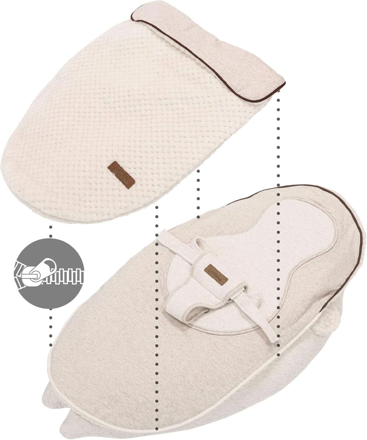 Coussin d'allaitement multifonction 4 en 1, Soft Nova, beige, oreiller simple : 202 cm, fauteuil, 40 X 75 X 22 cm Accessoires Alimentation et Allaitement Bebe Naty Shop