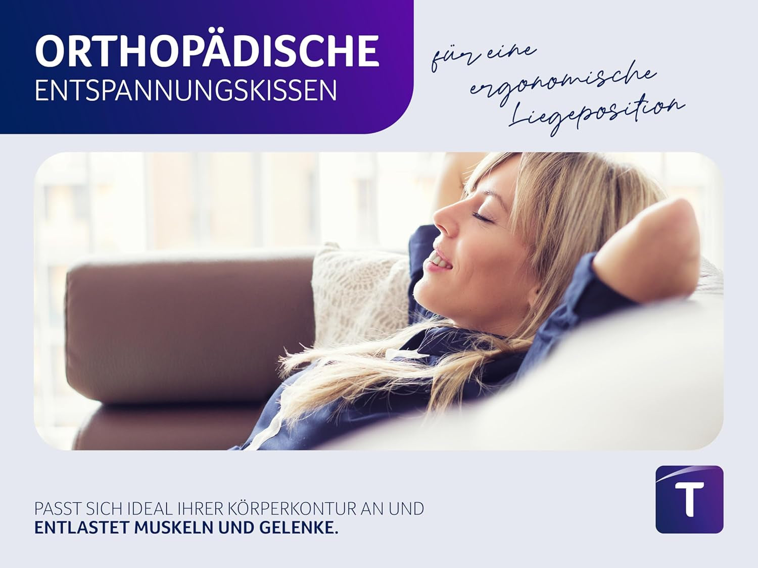 Oreiller orthopédique dorsal/lombaire Traumnacht avec noyau en mousse viscoélastique et housse en micropolaire douce pour la peau, certifié Oeko-Tex, fabriqué selon les normes de qualité allemandes