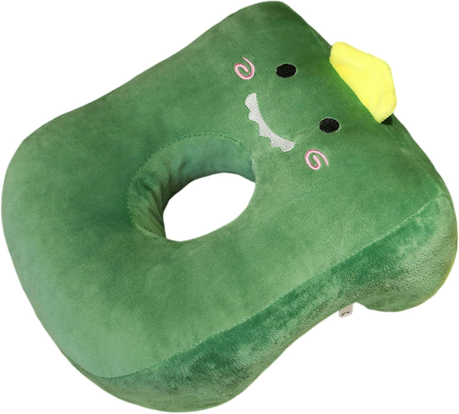 Oreiller de bureau en coton à mémoire de forme, joli coussin avec trou d'oreille, doux, pour dormir sur le côté, pour femmes, filles, enfants (gris chaton) Oreillers orthopédiques cervicaux Naty Shop Dinosaures (vert)
