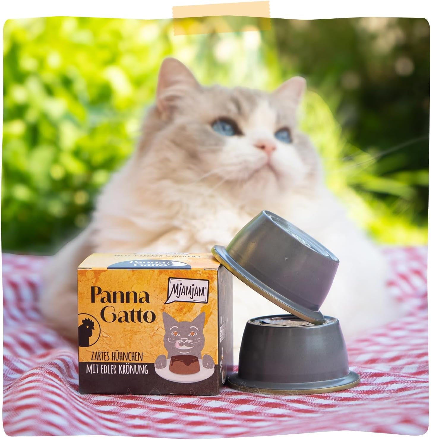 MjAMjAM - Nourriture humide premium pour chats - Panna Gatto - poulet tendre avec une garniture noble, paquet de 12 (2x80g), sans céréales