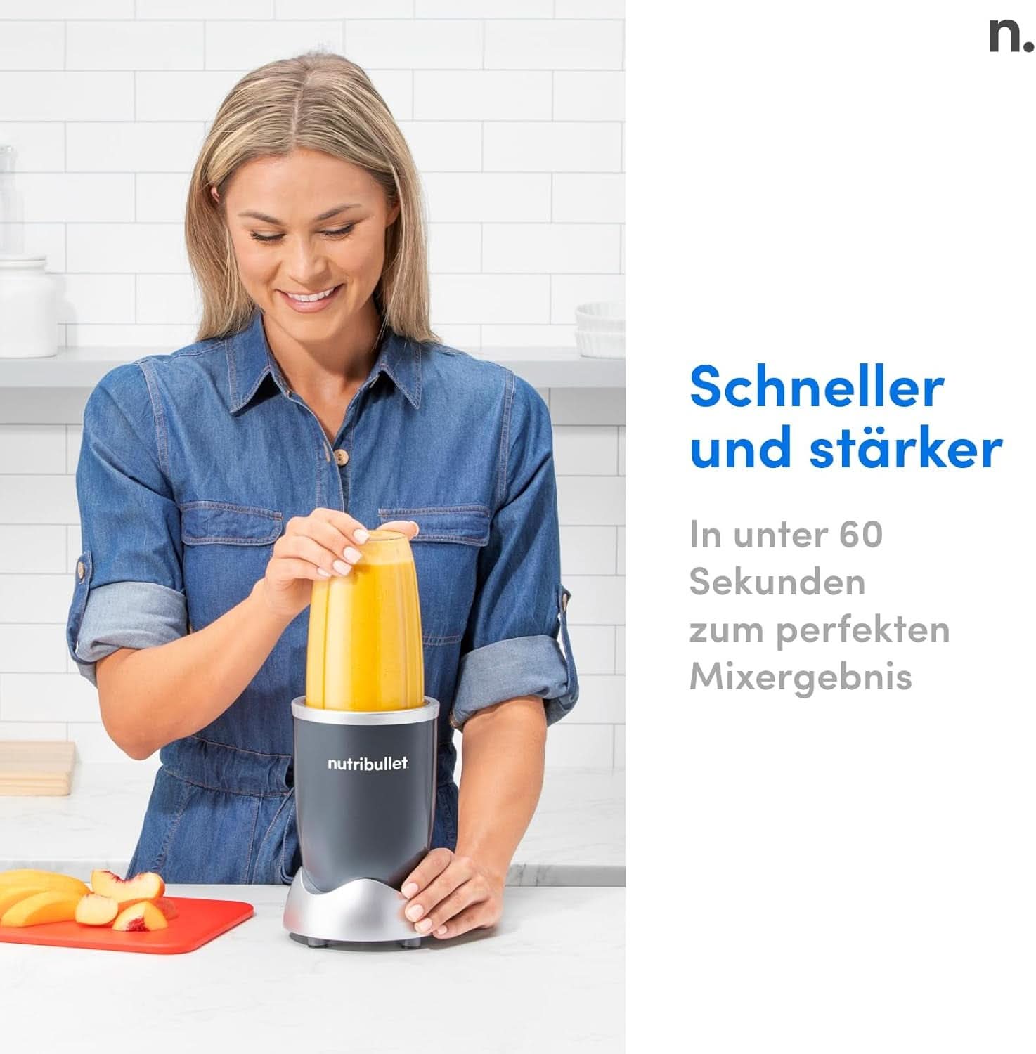 Nutribullet Original, mixeur électrique, mélangeur à smoothie, mixeur à smoothie, machine à smoothie, 600 W, simple et rapide dans l'application, compact, léger pour les repas, NB603DG Kitchen Naty Shop
