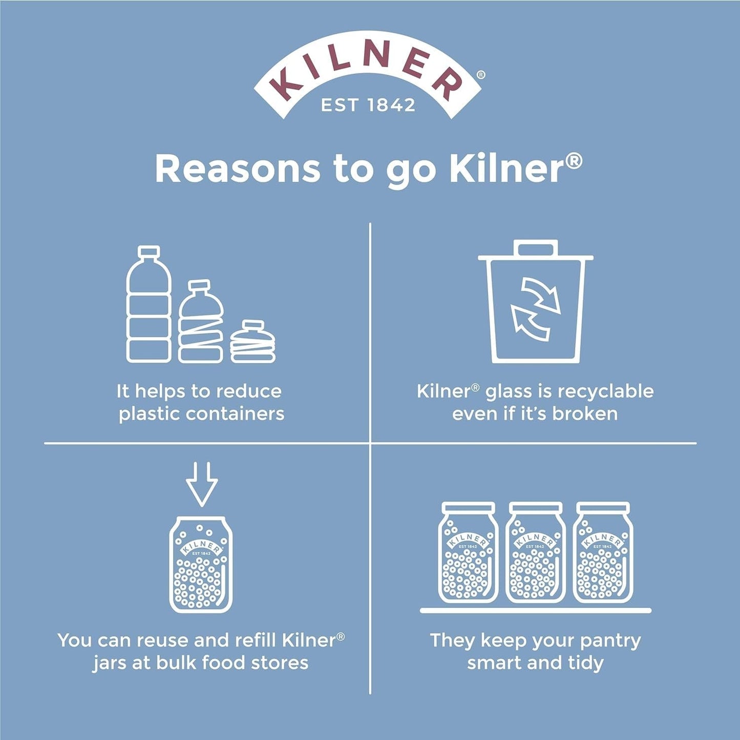 Pot de petit-déjeuner Kilner avec cuillère / 350 ml, Ø 9,5 cm / 5 pièces | tasse de muesli à emporter / non toxique / récipient en verre avec couvercle pour muesli, porridge et yaourt / contenant d'avoine pour la nuit Naty Shop Boîtes de conservation des aliments