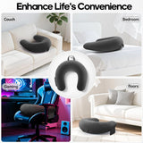 Oreiller de jeu et de lecture, oreiller de lecture pour lit/canapé/sol, oreiller d'alimentation/crochet avec grand oreiller de jeu ergonomique, oreiller de joueur pour iPad/ordinateur portable – Noir