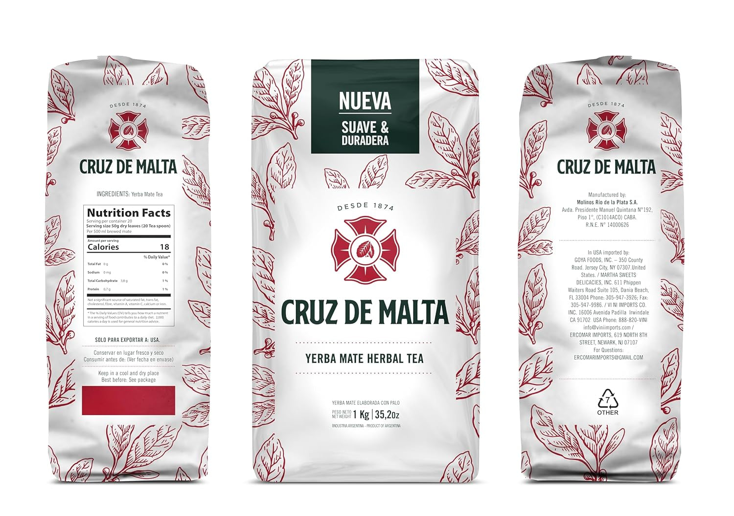 Thé maté argentin avec morceaux de tiges, 1 kg.