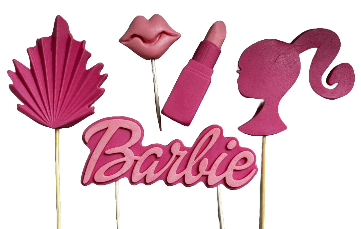 Lot de 5 décorations comestibles en sucre, Décorations en pâte à sucre Barbie Naty Shop