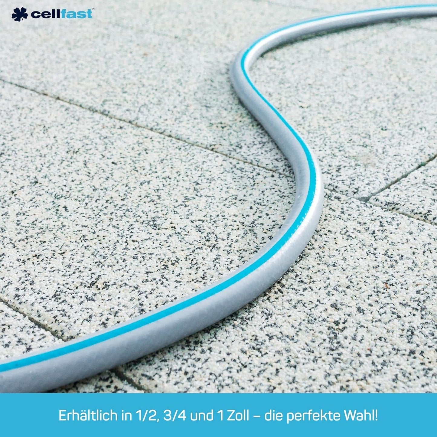 CELLFAST Tuyau d'arrosage, Tuyau d'arrosage de Jardin à 3 Couches, Tuyau d'irrigation Flexible renforcé de Fil Durable, résistant aux UV, Anti-algues, 3,4 Pouces, Longueur de 20 mètres