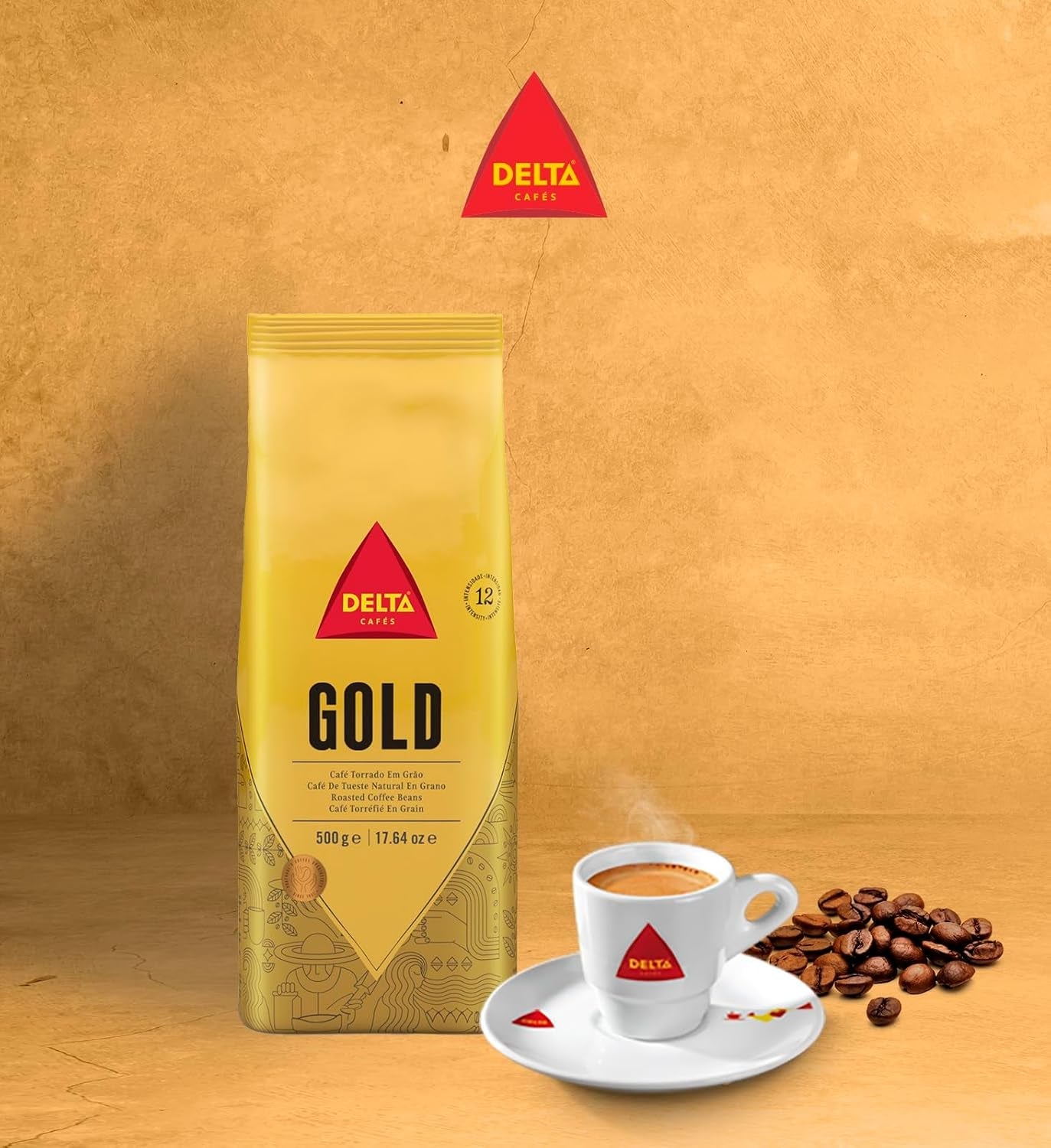 Lot de grains de café Delta, emballage Or, 500 g