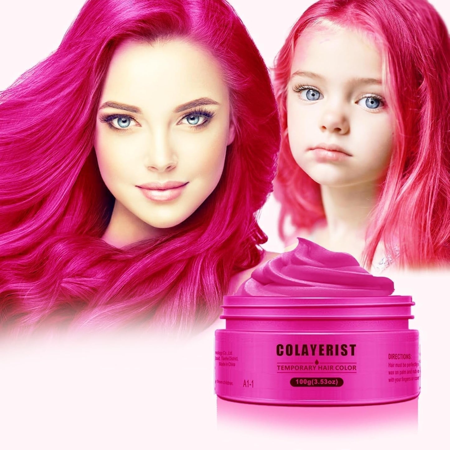 COLAYERIST Cire de teinture capillaire temporaire noire lavable pour hommes et femmes Mascara capillaire pour fête ou cosplay Produits de coloration capillaire sans dégâts Coloration capillaire Naty Shop Rose
