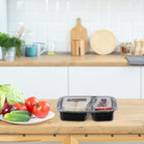 Boîtes de préparation de repas Relaxdays, lot de 10, 2 compartiments, résistantes au micro-ondes, 800 ml, boîte alimentaire en plastique avec couvercle, boîtes de conservation noires Naty Shop