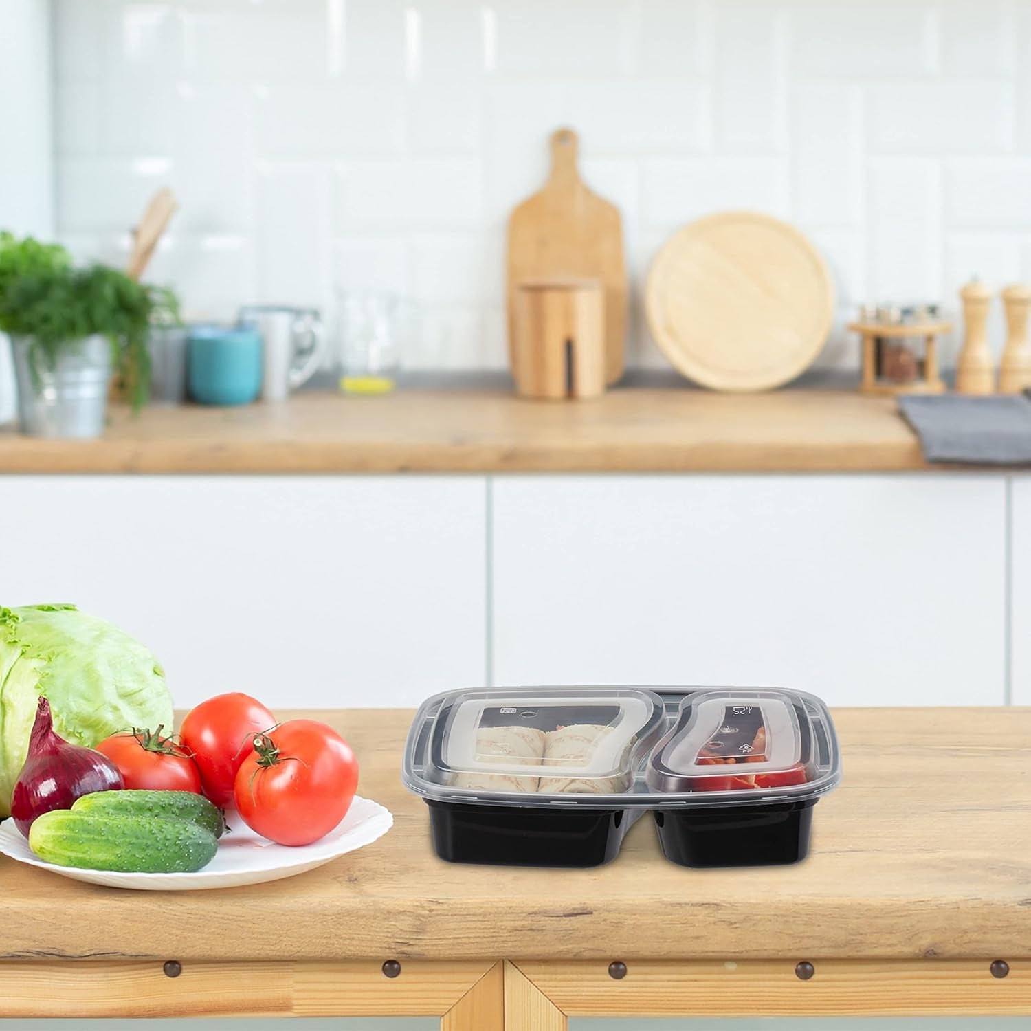 Boîtes de préparation de repas Relaxdays, lot de 10, 2 compartiments, résistantes au micro-ondes, 800 ml, boîte alimentaire en plastique avec couvercle, boîtes de conservation noires Naty Shop