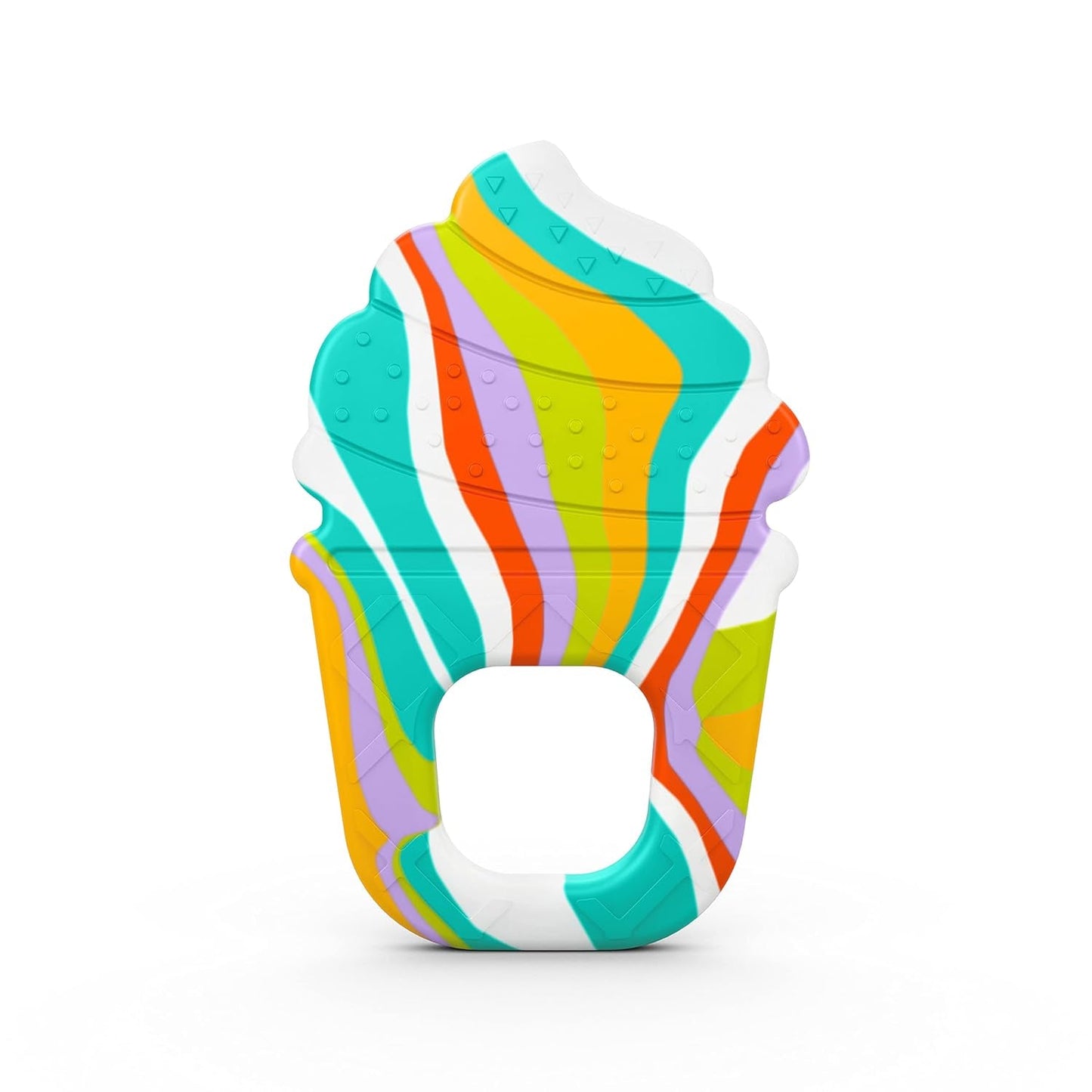 Bright Starts Anneau de dentition en silicone doux et apaisant, cornet de crème glacée facile à saisir, sans BPA, unisexe, 3 mois et plus