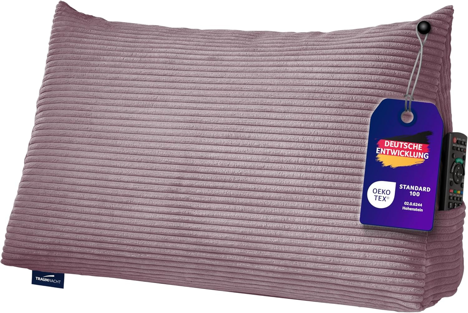Coussin de lecture Traumnacht Cosy Back Cushion, 70 x 40 cm, gris foncé, housse amovible et lavable en 100 % polyester, poche latérale pratique, certifié Oeko-Tex, produit selon les normes de qualité allemandes.