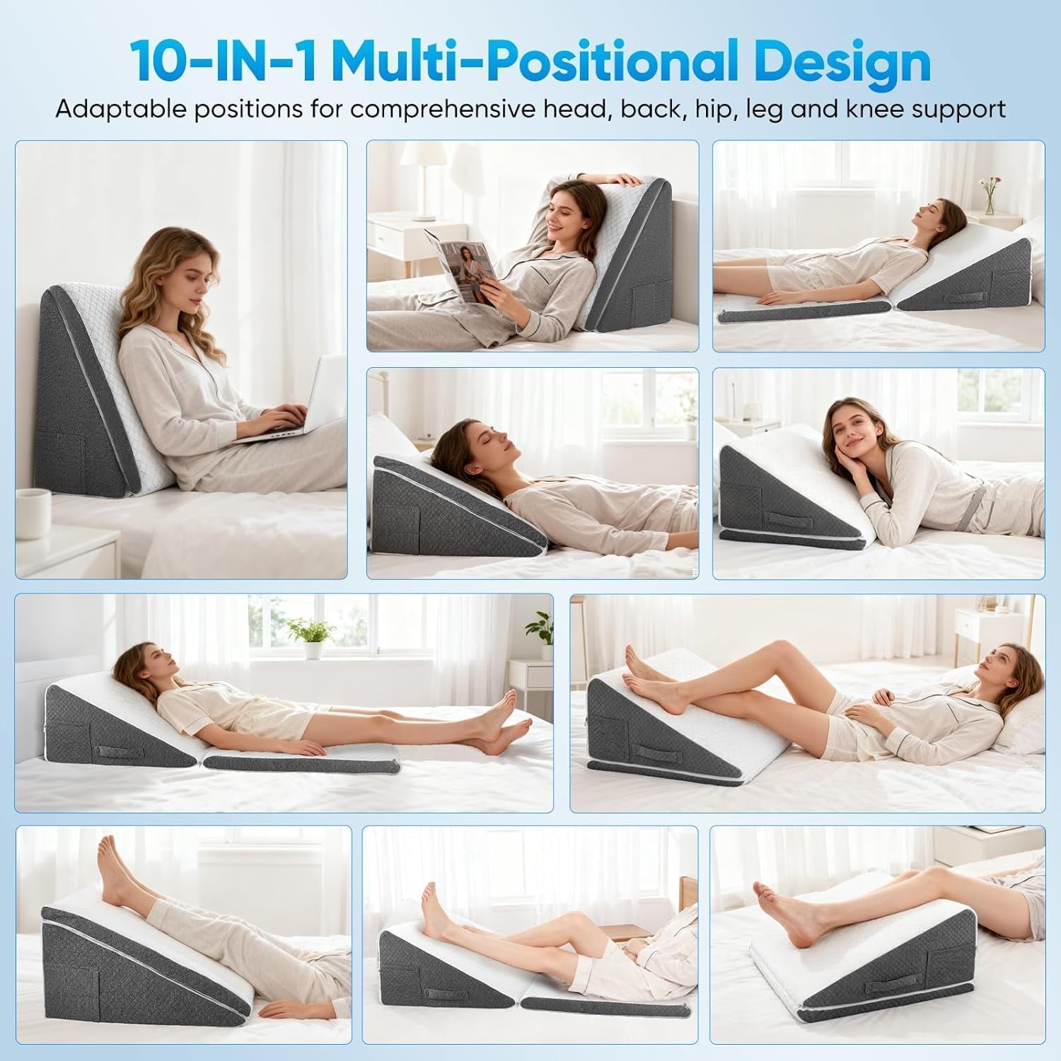 Oreiller en plumes pour lit et canapé, L50xL50xH26 Oreiller de lecture double avec housse lavable, mousse à mémoire de forme, pour ronfler et pour plus de confort au niveau du cou et du dos