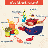 B. toys 13 pièces jouet de baignoire pour enfant avec bateau, gobelet empilable, poisson, jeu de pêche jouet pour enfant baignoire à partir de 1 an Jouets Bebe Naty Shop