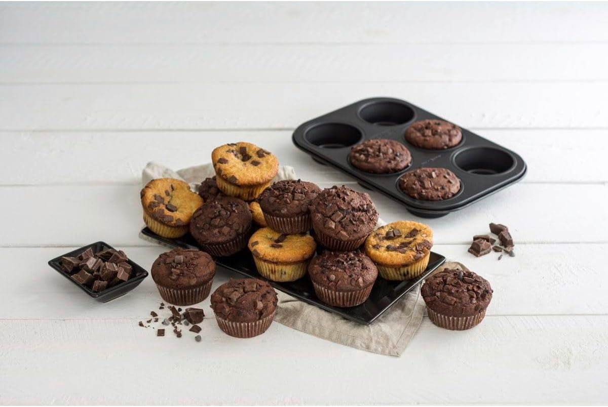 Zenker 6Er Muffinform Black Metallic, 275X190X30 Mm, Teflon Classic Antihaftbeschichtung, Hitzebeständig Bis 230°C, Leichte Reinigung, Ideal Für Köstliche Muffins Moules et plaques à pâtisserie Naty Shop