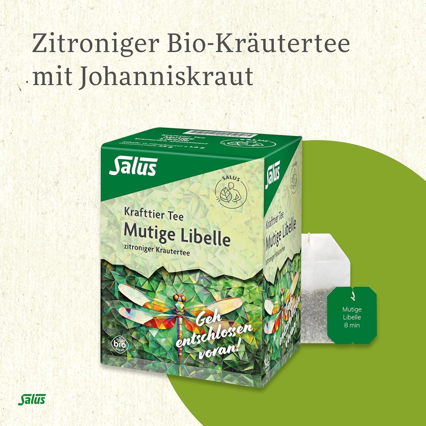 Salus - Thé Krafttier - Brave Dragonfly - 1X 15 sachets filtrants (24g) - Tisane au goût de citron - Au millepertuis - Aromatisée - Bio