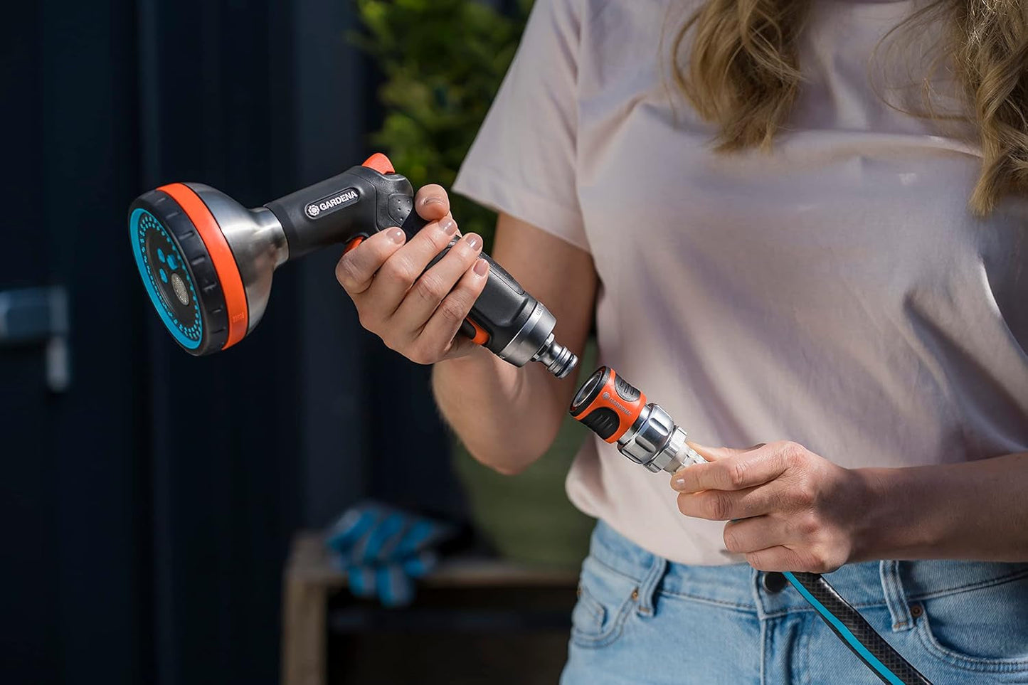 Gardena 39042-M Kit de démarrage à raccord rapide en métal pour tuyaux d'arrosage, raccords rapides et accessoires en quelques secondes, 4 pièces comprenant des adaptateurs anti-fuite pour prise et prise