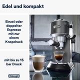 De'Longhi Dedica Style EC 685.B – Machine à expresso avec porte-filtre, machine à expresso avec mousseur à lait professionnel, seulement 15 cm de large, pour café moulu ou capsules ESE, réservoir d'eau 1 l, noir