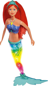 Simba 105733656 - Poupée Sirène Étincelante Steffi Love (39 cm) - Jouet imperméable arc-en-ciel lumineux à couleur changeante pour enfants de 3 ans et plus