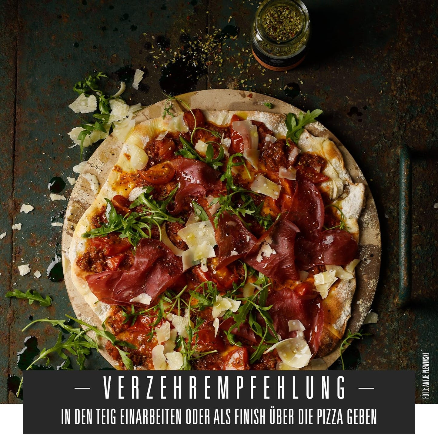Ankerkraut Pizza, pour un goût italien original, comme celui du Steinofen, également pour les pâtes, la tomate-mozzarella et bien d'autres plats, 45 g dans un verre en liège