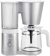 ZWILLING ENFINIGY Machine à expresso à filtre avec carafe en verre de 1,5 L, machine à expresso avec chaudière en acier inoxydable, fonction Blooming et détartrage intelligent, plastique, argent