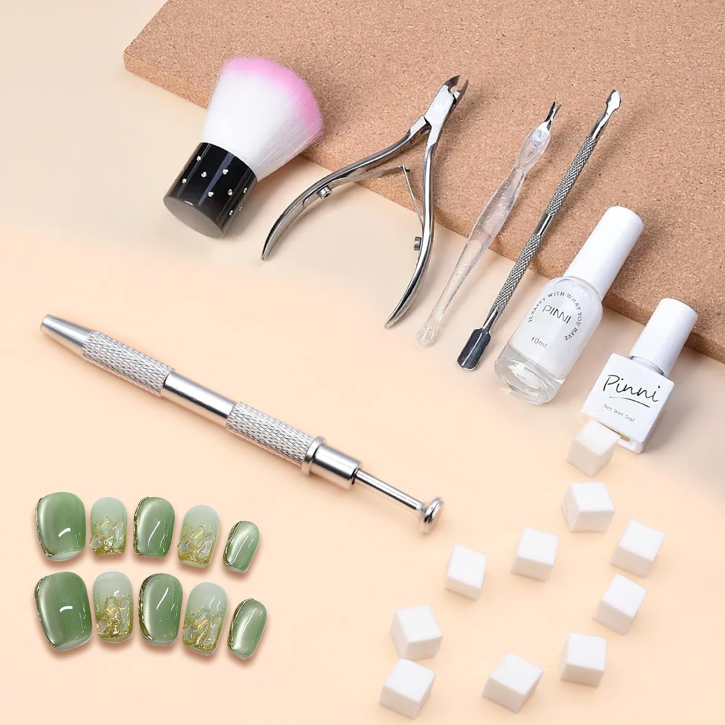 KASURE 300 pièces Nail Art Schwamm, Metall Mit Greifer Nagel Pinsel, Nageldesign Zubehör Für Nail Art, Schwammpinsel Für Farbverlaufs-Nageldesign