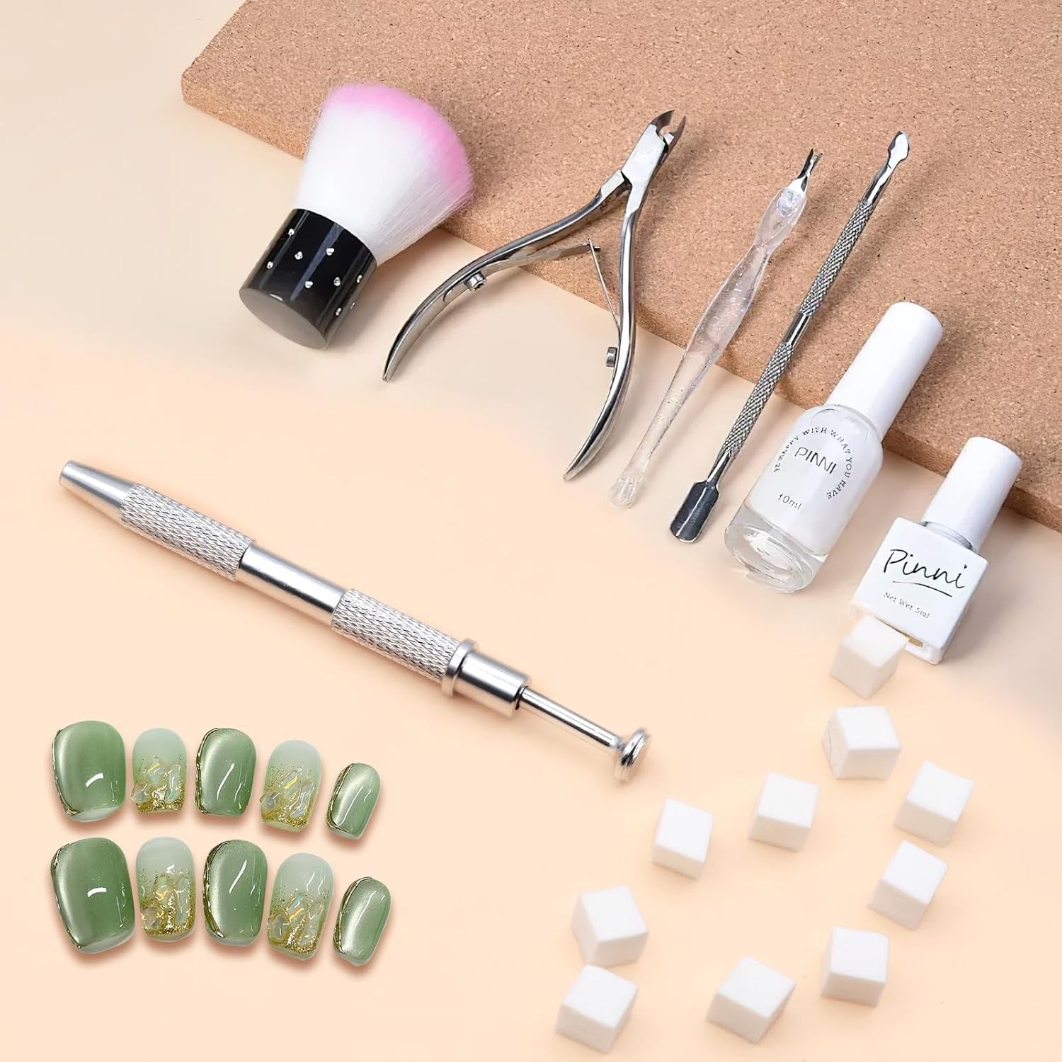 KASURE 300 pièces Nail Art Schwamm, Metall Mit Greifer Nagel Pinsel, Nageldesign Zubehör Für Nail Art, Schwammpinsel Für Farbverlaufs-Nageldesign
