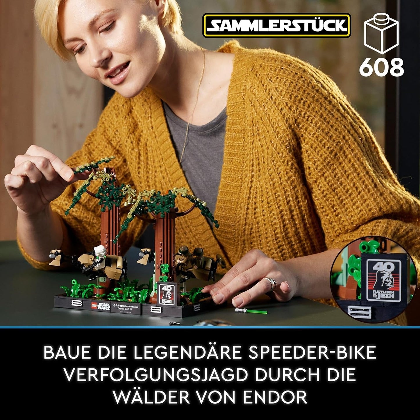 LEGO 75353 Star Wars Poursuite sur Endor - Ensemble diorama, Le retour du Jedi avec Luke Skywalker, la princesse Leia, le Scout Trooper et les Speeder Bikes, ensembles de construction du 40e anniversaire Besuche an LEGO-Store