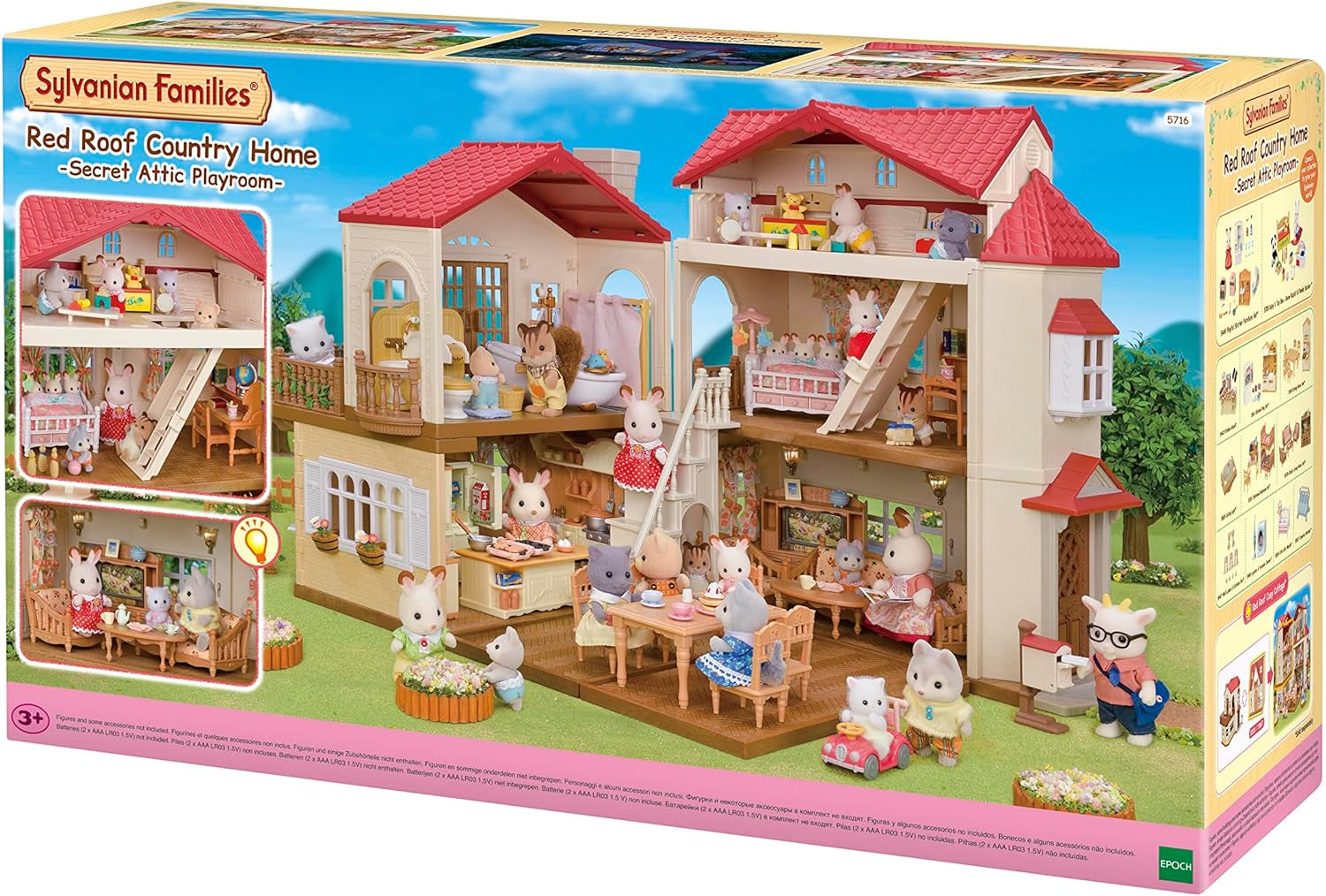 5716 Maison de ville avec grenier - Maison de poupée et salon de maison de campagne L5339 - Meubles de maison de poupée, 30 x 50 cm, 1 pièce (1 paquet), en plastique