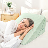INFANZIA Oreiller compensé pour lit, oreiller d'angle, oreiller triangulaire, pliable, mousse à mémoire de forme, apnée du sommeil, reflux acide, élévation des jambes, lecture, vert