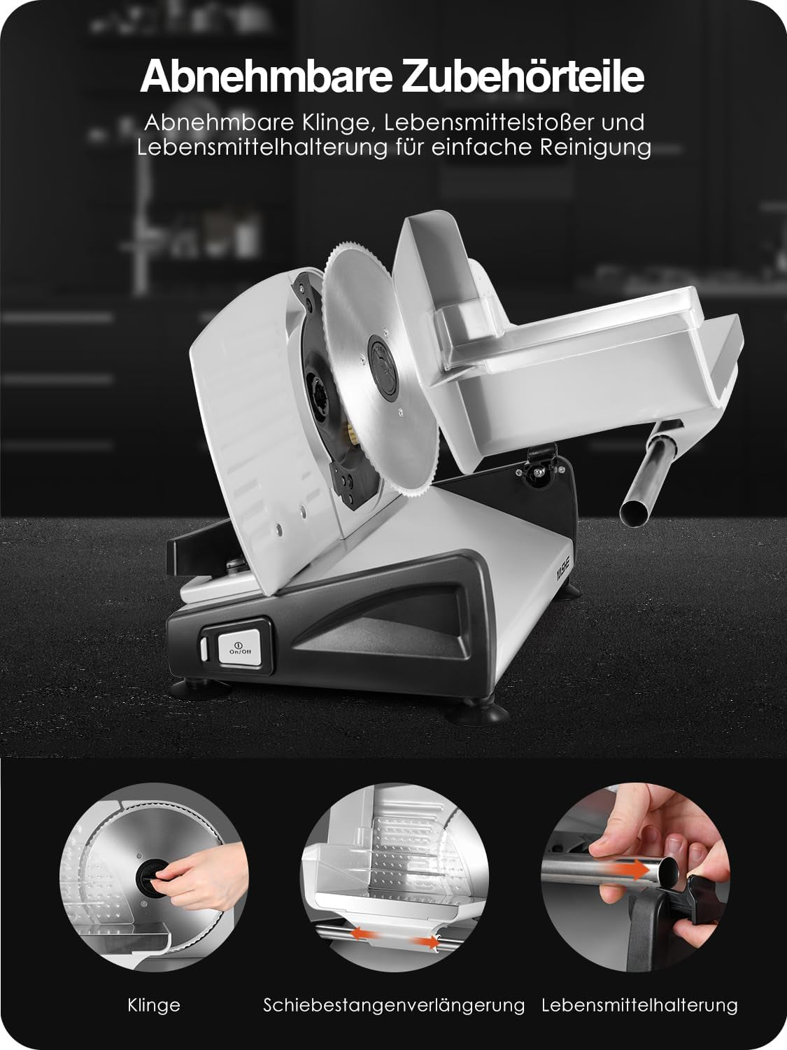 YASHE SL-518, trancheuse à pain, 2 lames amovibles, épaisseur réglable 0 - 15 mm Râpes et trancheuses Naty Shop