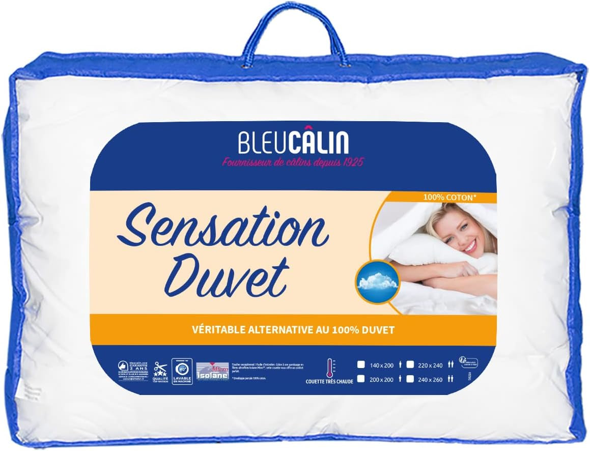 Couette Bleu Câlin pour 2 personnes, Couette Sensation, Très Chaude, Blanc, 240X260 Cm, KSD50 Couettes et couettes Naty Shop
