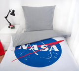 Parure de lit NASA, coton/renforcé, gris/blanc Literie - enfant Naty Shop