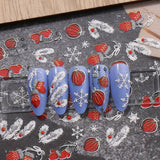 JMEOWIO 3D Nagelsticker Weihnachten Glitzer Nail Art Sticker Selbstklebend Nagelaufkleber 5D Stereoskopisch Schneeflocke Winterurlaub Suß Dekoration Nageldesign Zubehör 4 Blatt