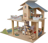 Eichhorn - Maison de poupée avec accessoires - incl. meuble et 3 figurines, non assemblés, en bois, 25 pièces, 53x36x44 cm, à partir de trois ans