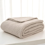 Couverture en tricot épais, Légère, Beige, 100% coton biologique, Couverture pour canapé, canapé, lit, enfant, chambre d'enfant, Rustique, Shabby chic, Ferme moderne, 152,4 X 203,2 cm, Sac à linge inclus Lits et couvertures Literie Longhui
