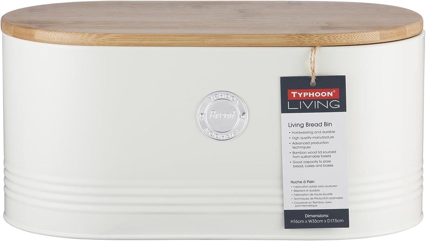 , Corbeille à pain "Living" en inox crème avec couvercle en bambou, crème Boîtes de conservation Naty Shop Cream Bread