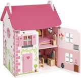 Janod Mademoiselle Maison de poupée en bois à 3 étages avec 11 accessoires, réplique de jouet, développe l'imagination, à partir de 3 ans, J06581