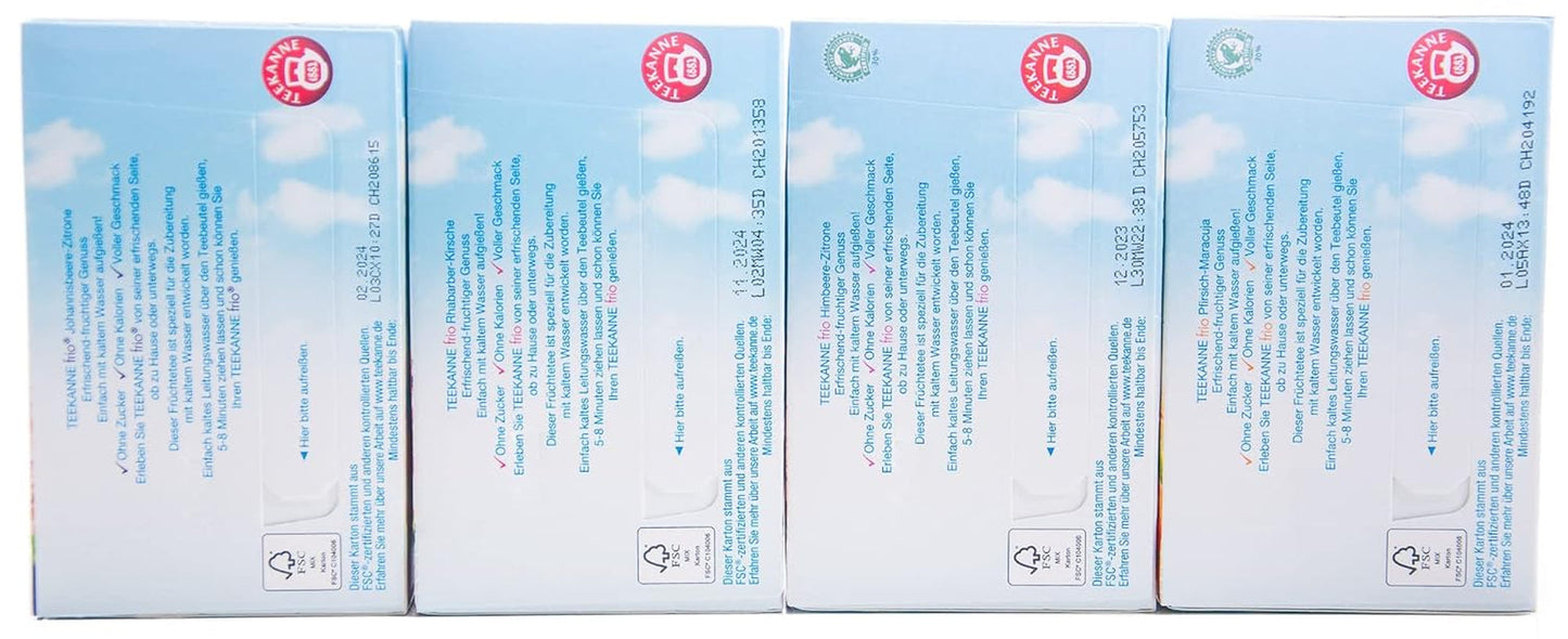 Teekanne Frio pack de 4, cerise rhubarbe, citron groseille, citron framboise, pêche passion (4 x 45 g)