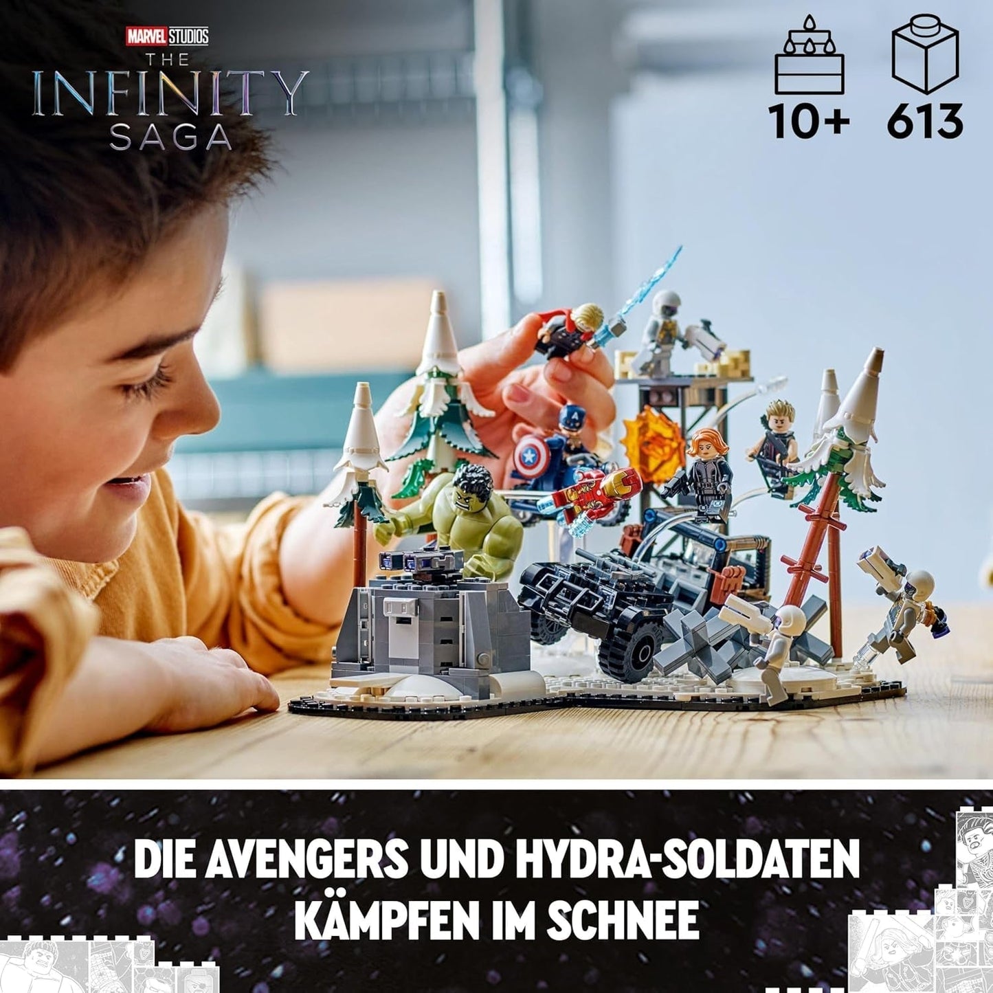 LEGO Marvel Avengers Assemble : Age of Ultron, ensemble de construction et de jeu avec 8 figurines de super-héros tels que Thor, Hulk et Iron Man, jouet de construction pour garçons et filles, set d'aventure 76291 Jeux de construction Besuche den LEGO-Store