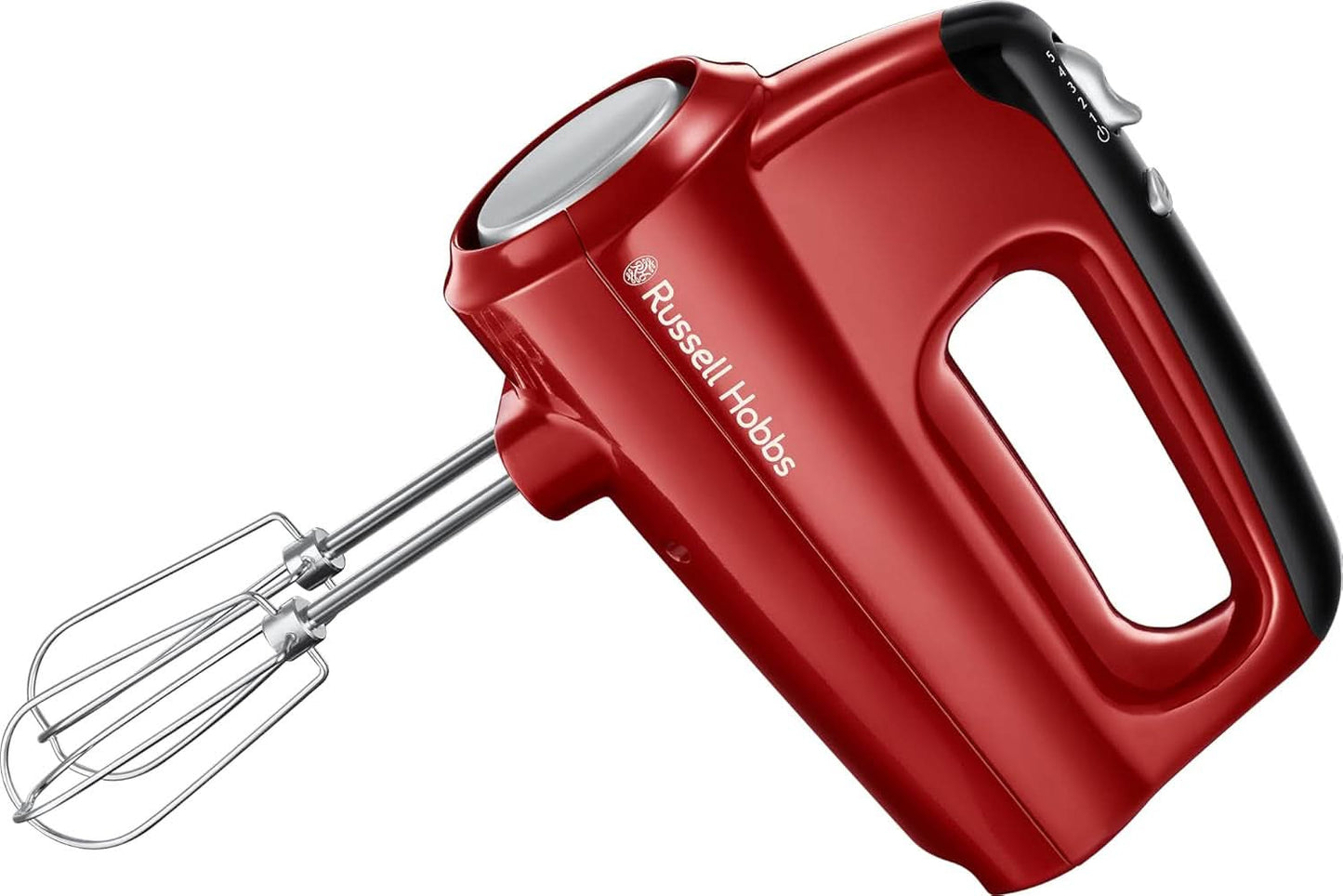 Russell Hobbs Mélangeur à main [Handrührgerät] Desire Rot (5 Geschwindigkeitsstufen+Turbofunktion, 2 Spülmaschinengeeignete Rührbesen & Knethaken, Auswurftaste, Aufrechte Parkposition) Handrührer 24670-56 Bucatarie Naty Shop Single Desire Handmixer