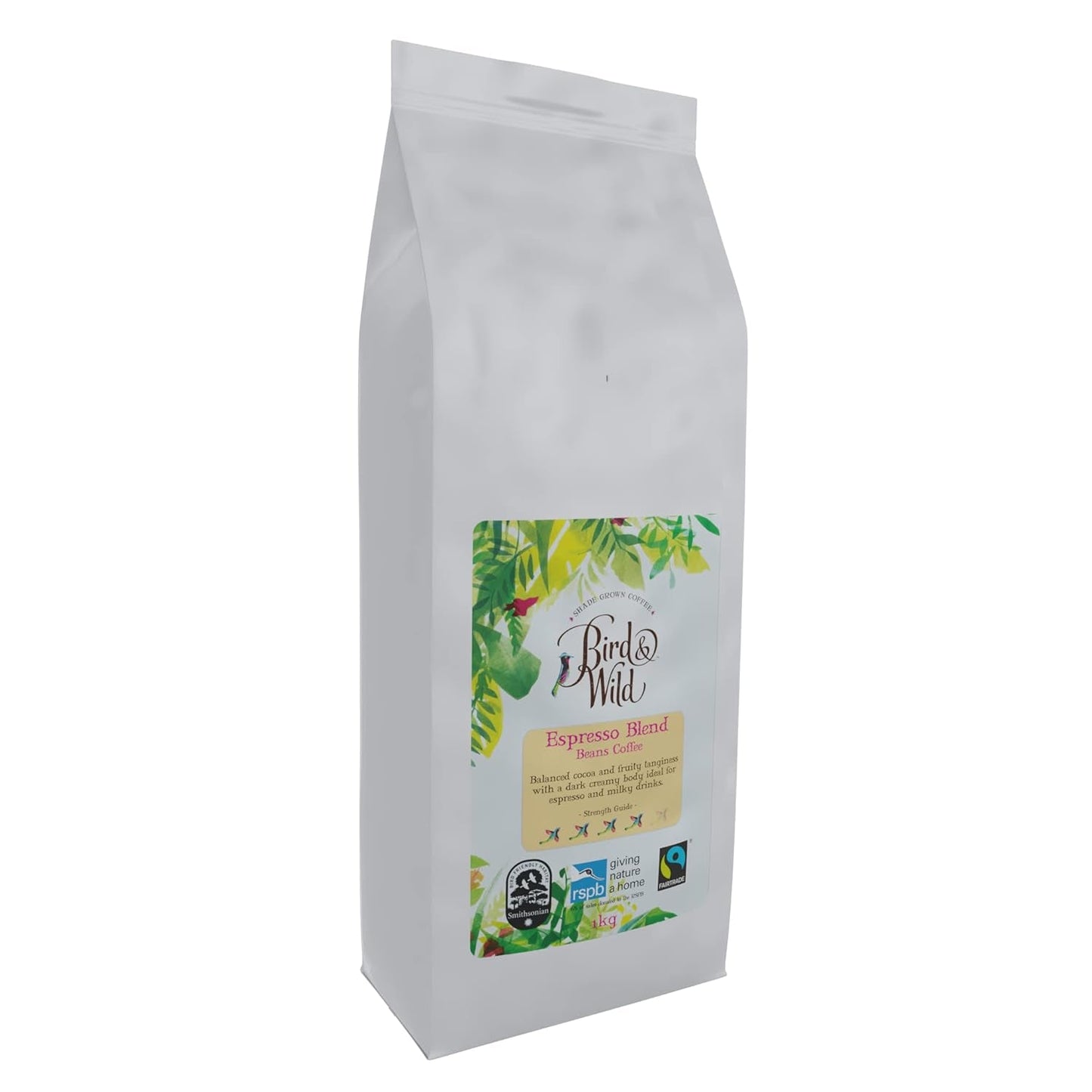 Mélange de grains de café expresso 1 kg, torréfaction moyenne, commerce équitable, biologique, cultivé à l'ombre, respectueux des oiseaux, poids net 1 kg