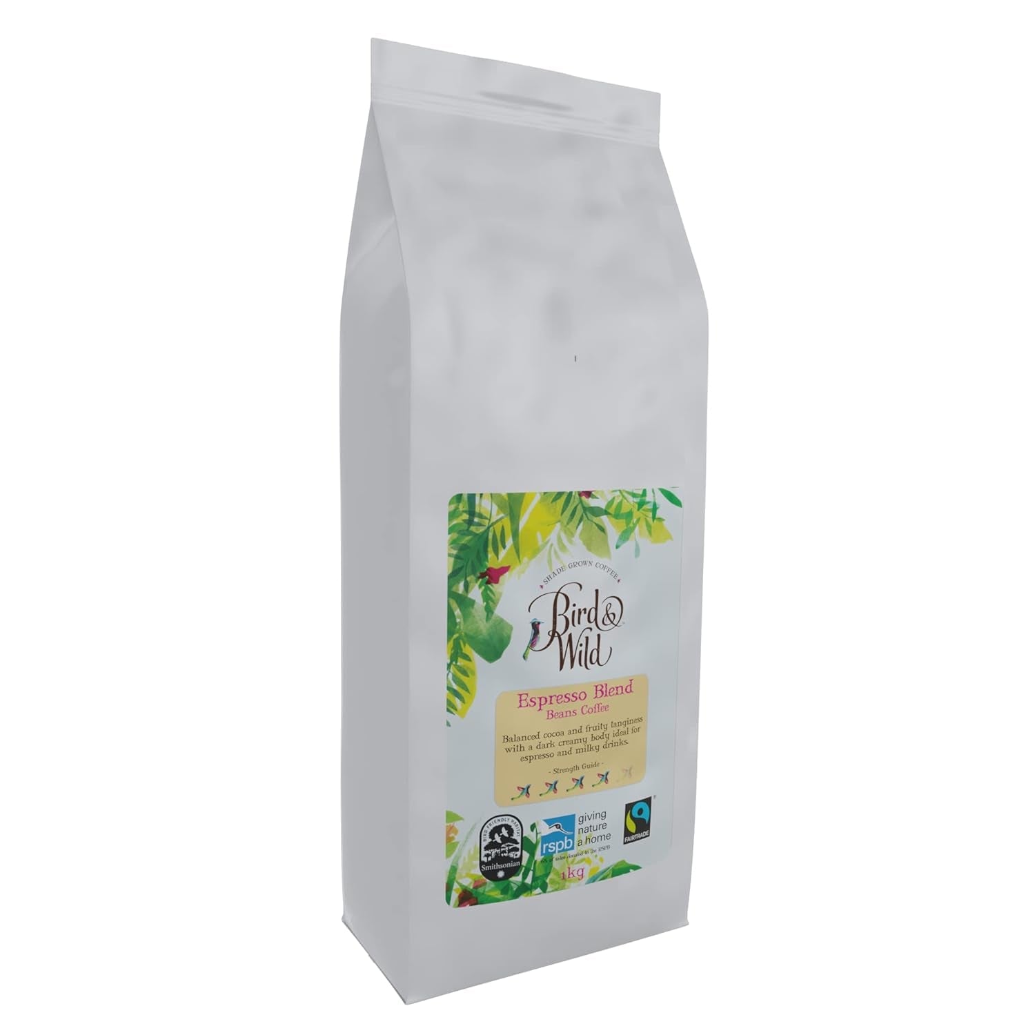 Mélange de grains de café expresso 1 kg, torréfaction moyenne, commerce équitable, biologique, cultivé à l'ombre, respectueux des oiseaux, poids net 1 kg