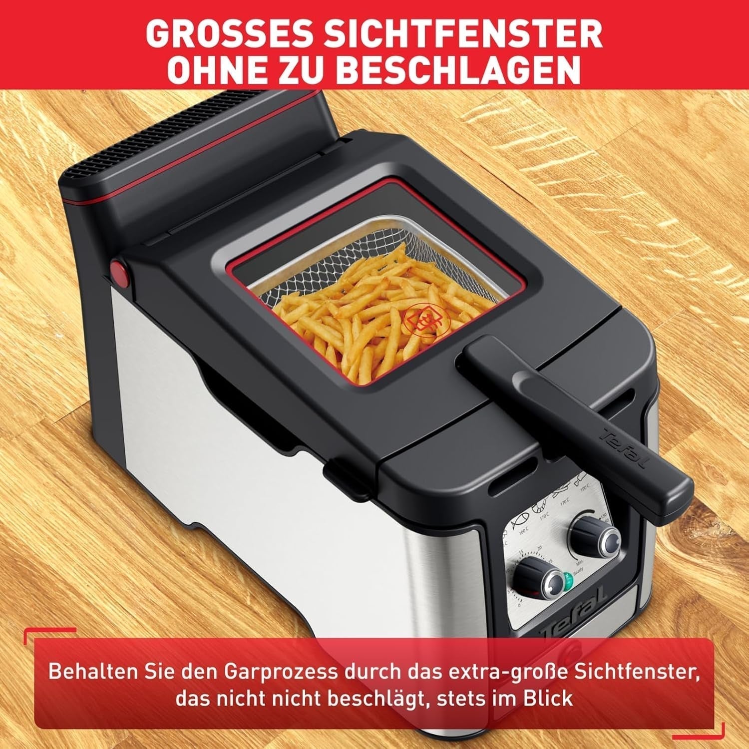 Friteuse Tefal FR600D Clear Duo, friture avec moins de fumée et d'odeurs, capacité 1,2 kg, thermostat, minuterie, grande fenêtre de visualisation sans buée Électroménagers Naty Shop