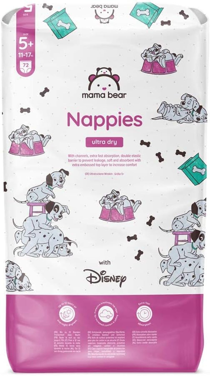 Marque Amazon : Mama Bear Disney Couches Ultra Dry, taille 3 (4-9 kg) – Boîte mensuelle, blanche, 172 pièces (2 paquets de 86)
