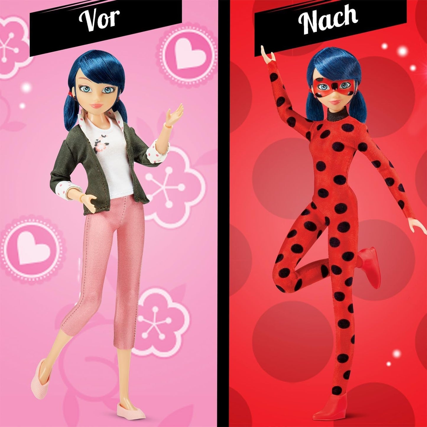 BANDAI - Miraculous Ladybug - Poupée Fashion Marinette et Ladybug - Poupée articulée de 26 cm avec 2 tenues - Poupée articulée Miraculous Toy - Jouet pour 4 ans et plus - P50355