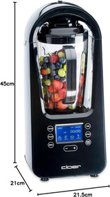 Batteur sur socle sous vide Cloer 6980 / 800 watts / 21 000 U/min. / Incl. Vorratsbehälter/Vakuumventil/Automatikprogramme/Eis-Crush-Funktion/Reinigungsfunktion/Schwarz, 1500 Millilitres Cuisine Naty Shop