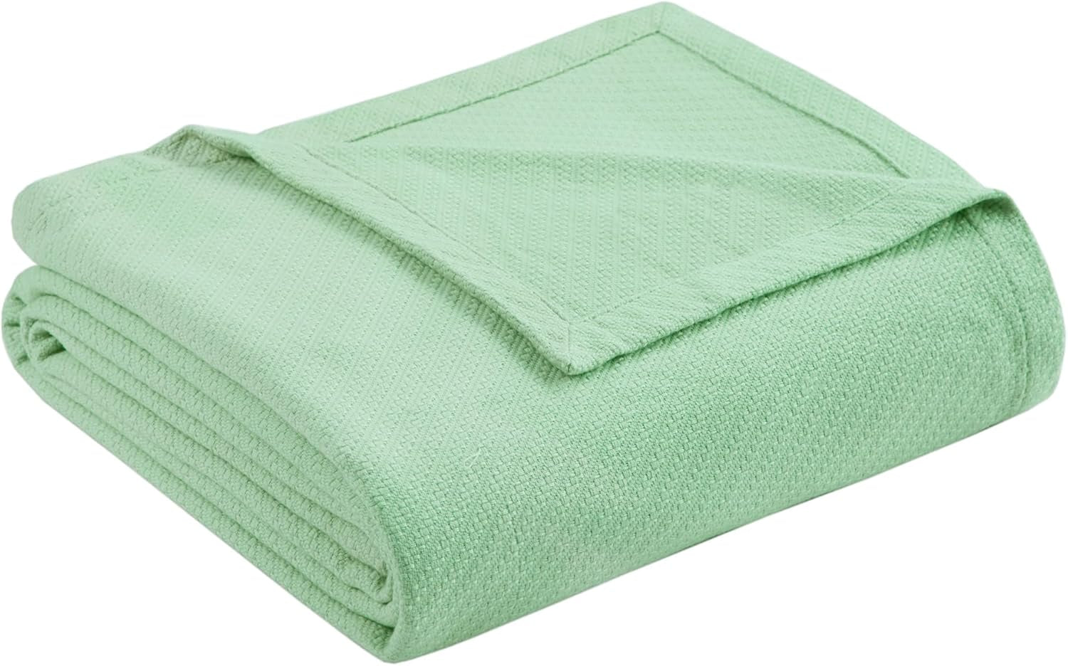 Madison Park Couverture de luxe en coton liquide de haute qualité, douce et confortable, 100 % coton filé à l'anneau, pour lit, canapé ou canapé Blush Full/Queen Naty Shop Couettes et couettes en mousse de mer Full/Queen